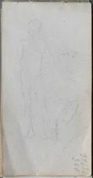 Schetsboek, pagina 100: naaktfiguur, profiel