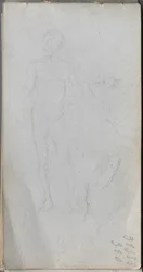 Schetsboek, pagina 100: Naaktfiguur, Profiel