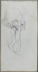 Schetsboek, pagina 16: Melancholische figuur