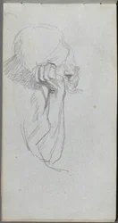 Schetsboek, pagina 16: Melancholische figuur