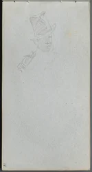 Schetsboek, pagina 17: Buste van een Man met Hoge Hoed