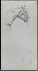Schetsboek, pagina 21: Studie van een paard