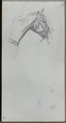 Schetsboek, pagina 21: Studie van een paard
