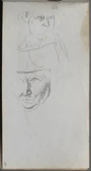 Schetsboek, pagina 47: Studies van drie gezichten