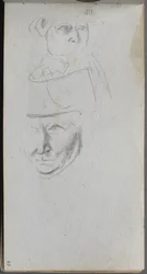 Schetsboek, pagina 47: Studies van Drie Gezichten