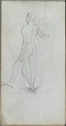 Schetsboek, pagina 60: Studie van een naakte man
