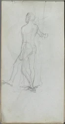 Schetsboek, pagina 60: Naakt mannelijk studie