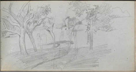 Schetsboek, pagina 74: Landschapsstudie
