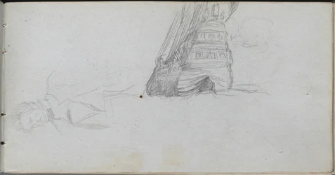 Schetsboek, pagina 84: Figurenstudie, Studie van een Schip