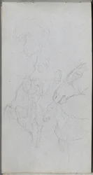 Schetsboek, pagina 90: Studie van paarden, profielen
