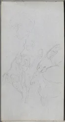 Schetsboek, pagina 90: Studie van paarden, profielen