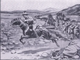De vangst van de lijfwacht: Luitenant Batemans gedurfde inval, illustratie uit Na Pretoria: De Guerrillaoorlog, 1902