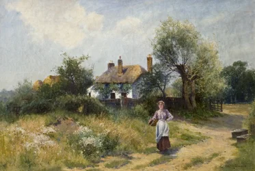 Landschap met Huisje Vrouw