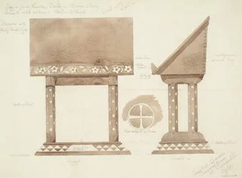 Ontwerp voor Lezenaar in Bruin Ebbenhout, ingelegd met Zilver en Parelmoer, c.1905-15