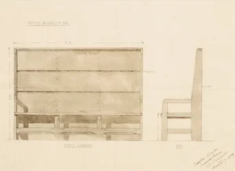 Ontwerp voor Zitbank in Engels Eiken, 1909