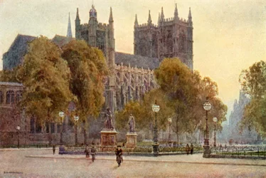 Westminster Abbey (kleur litho)
