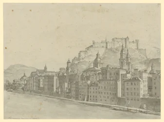 Uitzicht op Salzburg vanuit de kamer van de kunstenaar