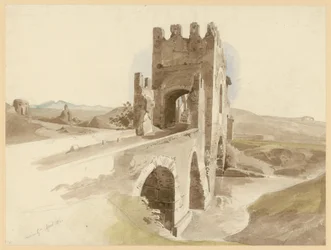 De Campagna met stenen Tiberbrug bij Rome