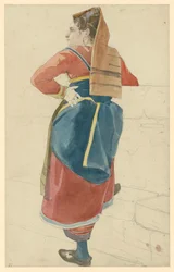 Italiaanse vrouw. Rugaanzicht