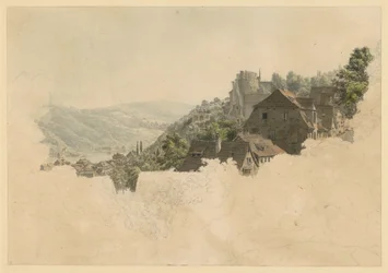 Landschap met kasteel en huizen van Heidelberg
