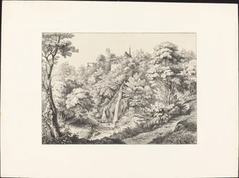 Achteraanzicht van het Klooster met Waterval