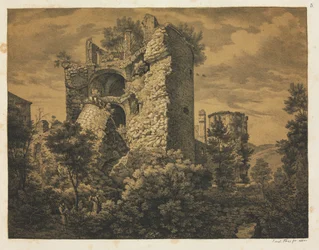 Zes uitzichten van het kasteel van Heidelberg: Toren, 1820