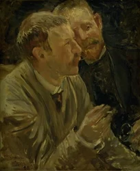 Portret van de schilders Bruno Liljefors en Alf Wallander