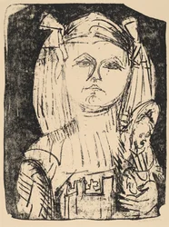 Jong meisje met pop, 1916