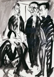 Kunstenaar en Die Brucke groep in Dresden, door Ernst Ludwig Kirchner