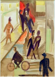 E.L.Kirchner, Straatscène met Fiets