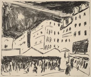 De Altmarkt in Dresden met een kermis (Der Altmarkt in Dresden mit Jahrmarkt)