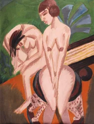 Twee naakten in de kamer, 1914