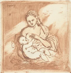 Maria geeft Christus de borst