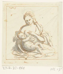 Maria geeft Christus de borst