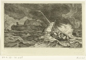 Zeilboot op stormachtige zee