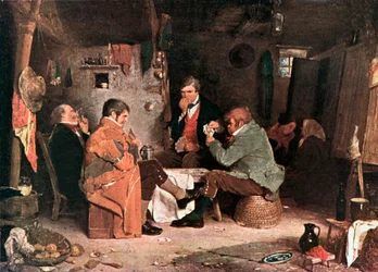 Een kaartfeest (kleurenlitho)