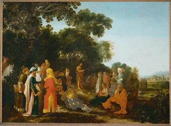 De preek van Johannes de Doper (schilderij op eikenhout)