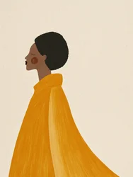 Vrouw in gele cape