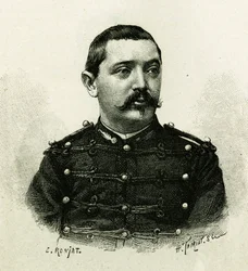Portret van Kapitein Pietri, van de marine-artillerie, tijdens de expeditie naar Afrika 1879-1882