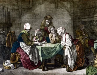 Vrouw die kaarten trekt, 18e eeuw