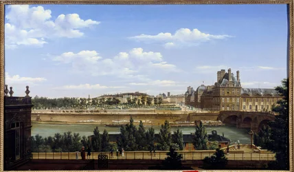 De tuin en het paleis van de Tuilerieën, gezien vanaf de Quai d