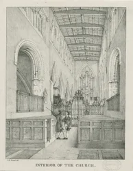 Interieur van Tamworth Kerk: lithografie, nd [1796-1865]