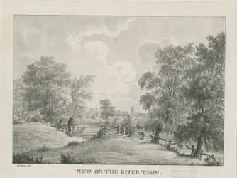 Tamworth - De rivier Tame: lithografie, nd [1796-1865]