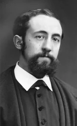 Portret van romanschrijver Jules Claretie (1840-1913) door fotograaf Etienne Carjat. Originele afdruk, fonds van het fotografisch atelier Roth  Cie.