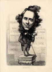 Vliegend blad - Illustratie door Etienne Carjat (1826-1906): Sivori Camille Camillo (1815-1894)