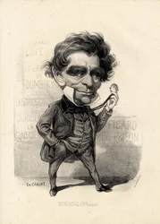 Vliegend blad - Illustratie door Etienne Carjat (1826-1906): Theater - Monrose Antoine-Martial Louis Barizain, Louis Monrose (1811-1883)