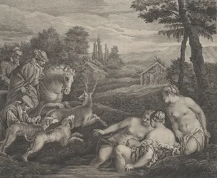Diane en Acteon veranderd in Hert, ca. 1742