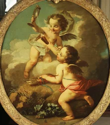 Een Allegorie van Liefde - Putti die zich vermaken in een Landschap