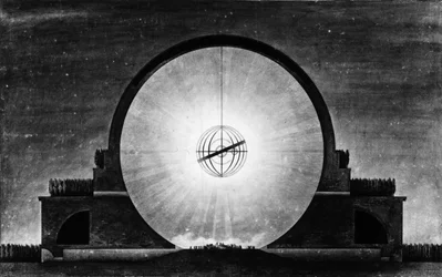 Cenotaaf van Newton, dageffect, doorsnede - E. L. Boullée