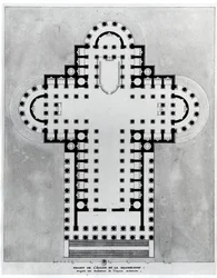 Ontwerp voor de kerk van de Madeleine. Tekening. Architectuur door Étienne-Louis Boullée (Étienne Louis Boullée), Frans architect (1728-1799).